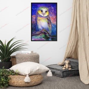 Owl watercolor style - Framed poster