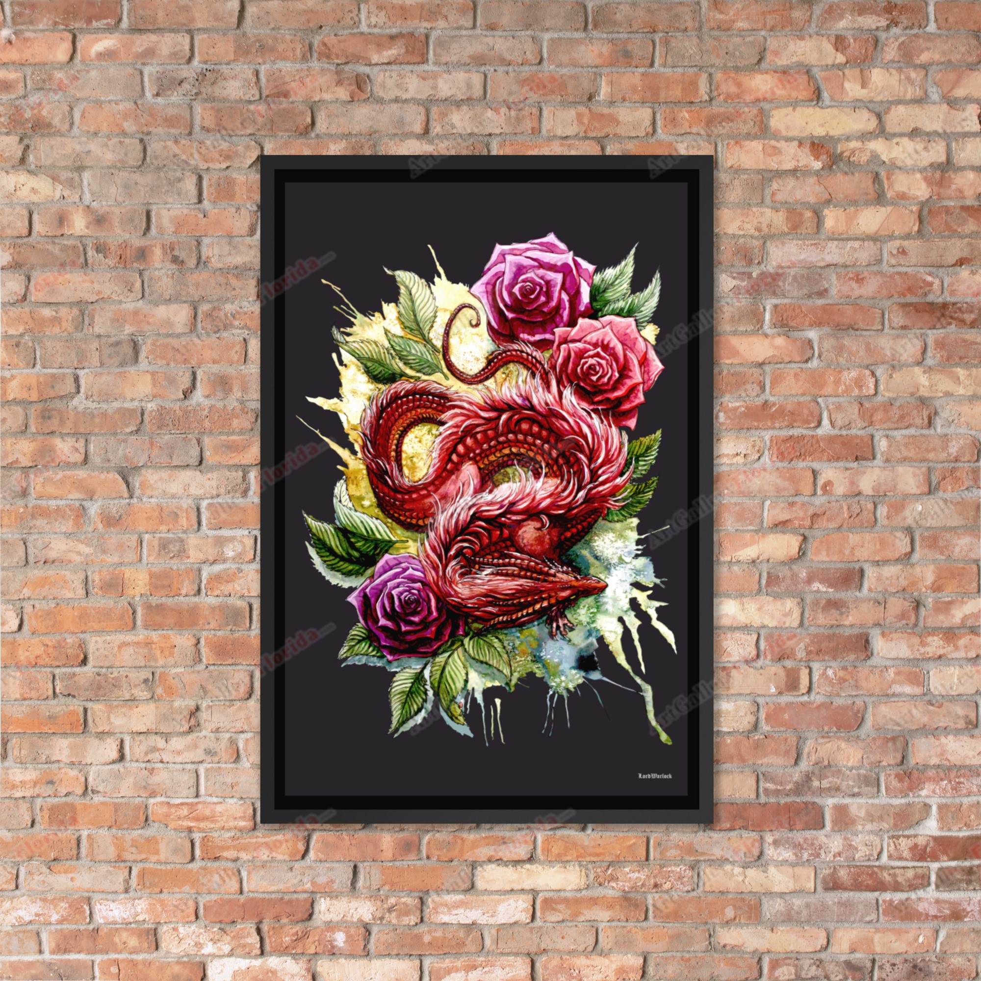 Dragon & Roses - Framed poster - Image 4