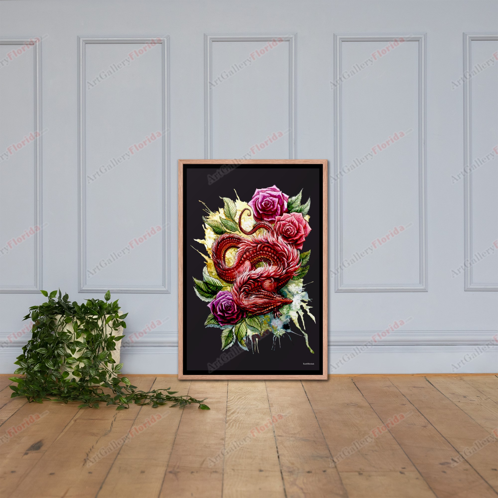 Dragon & Roses - Framed poster - Image 6