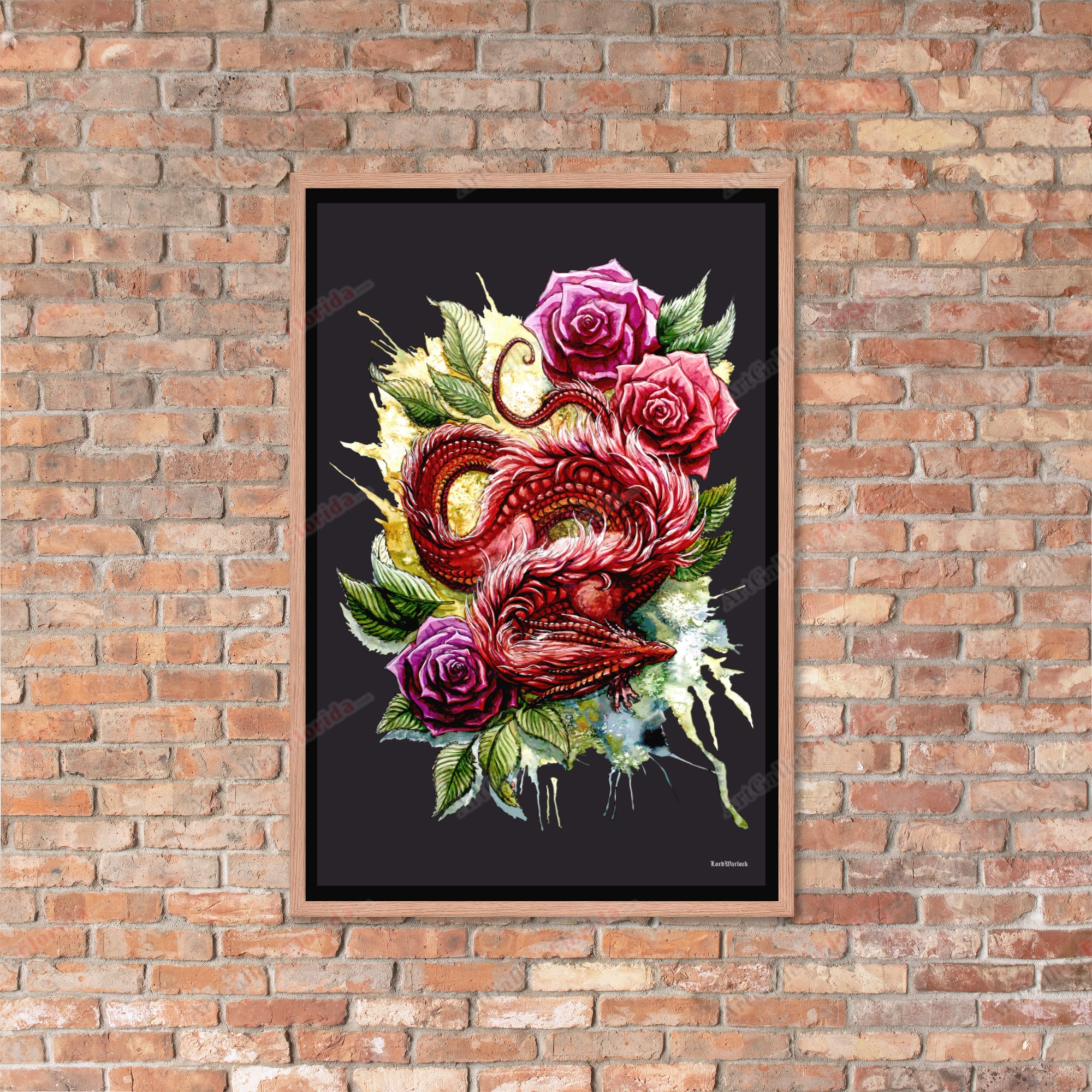 Dragon & Roses - Framed poster - Image 8