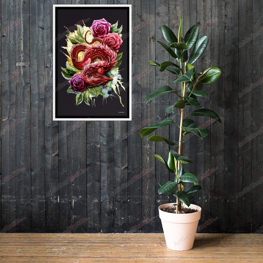 Dragon & Roses - Framed poster - Image 11