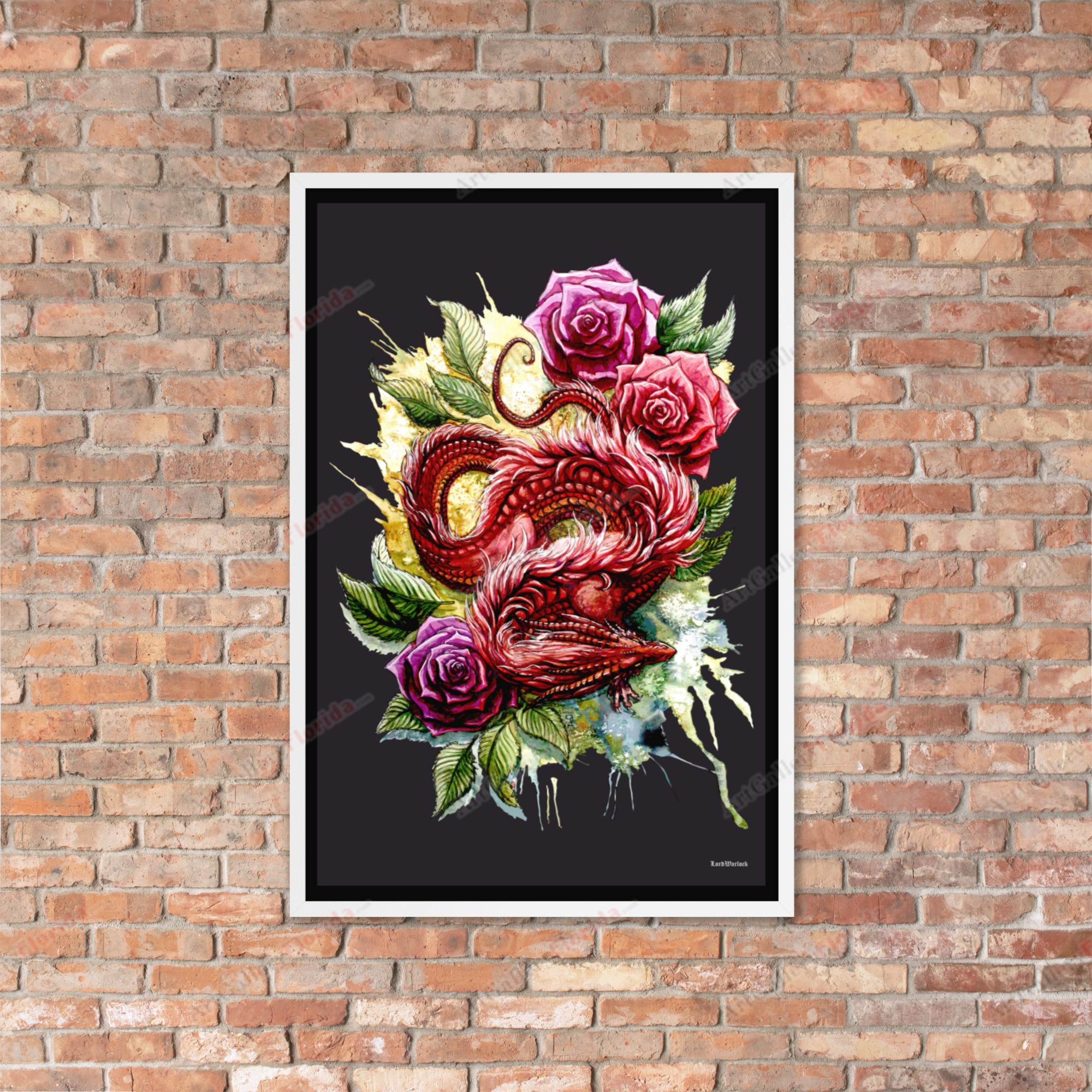 Dragon & Roses - Framed poster - Image 12