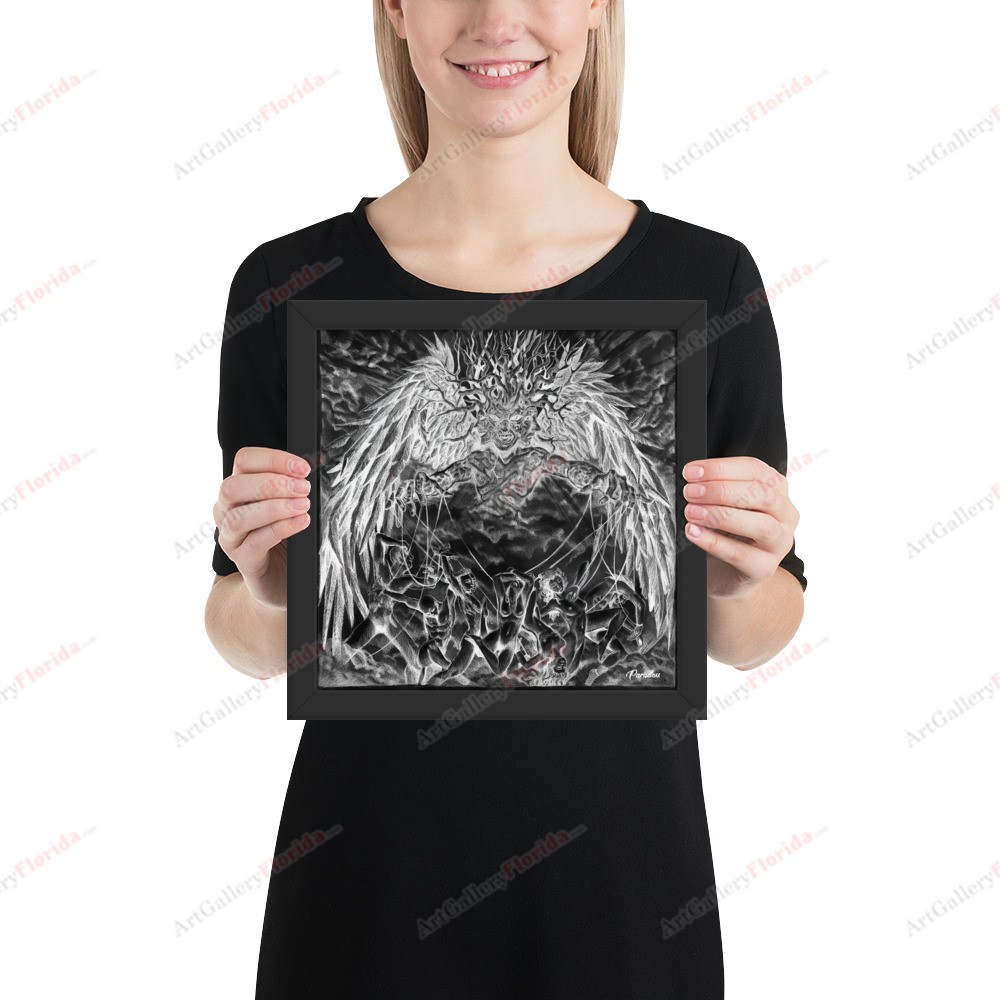 Painful manipulation / charcoal and pencil style - Framed poster - Image 2