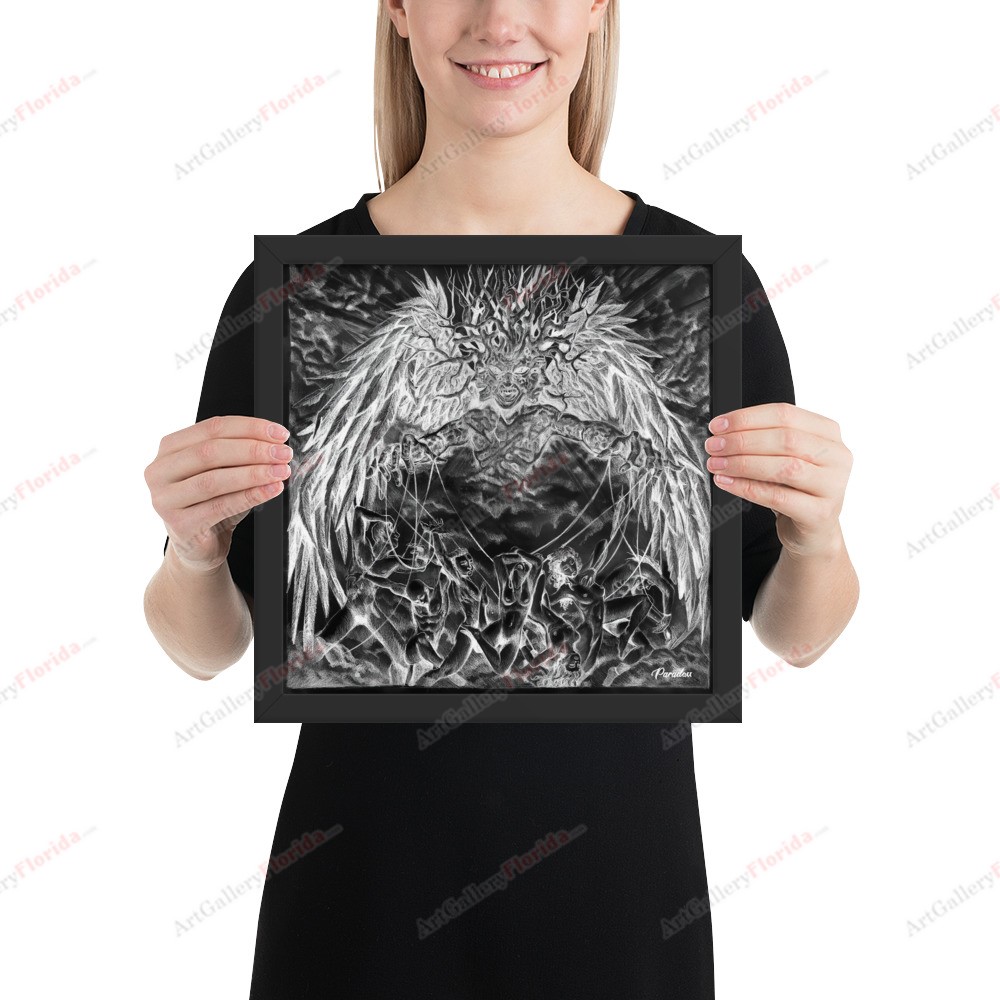 Painful manipulation / charcoal and pencil style - Framed poster - Image 3