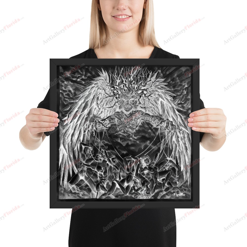 Painful manipulation / charcoal and pencil style - Framed poster - Image 4