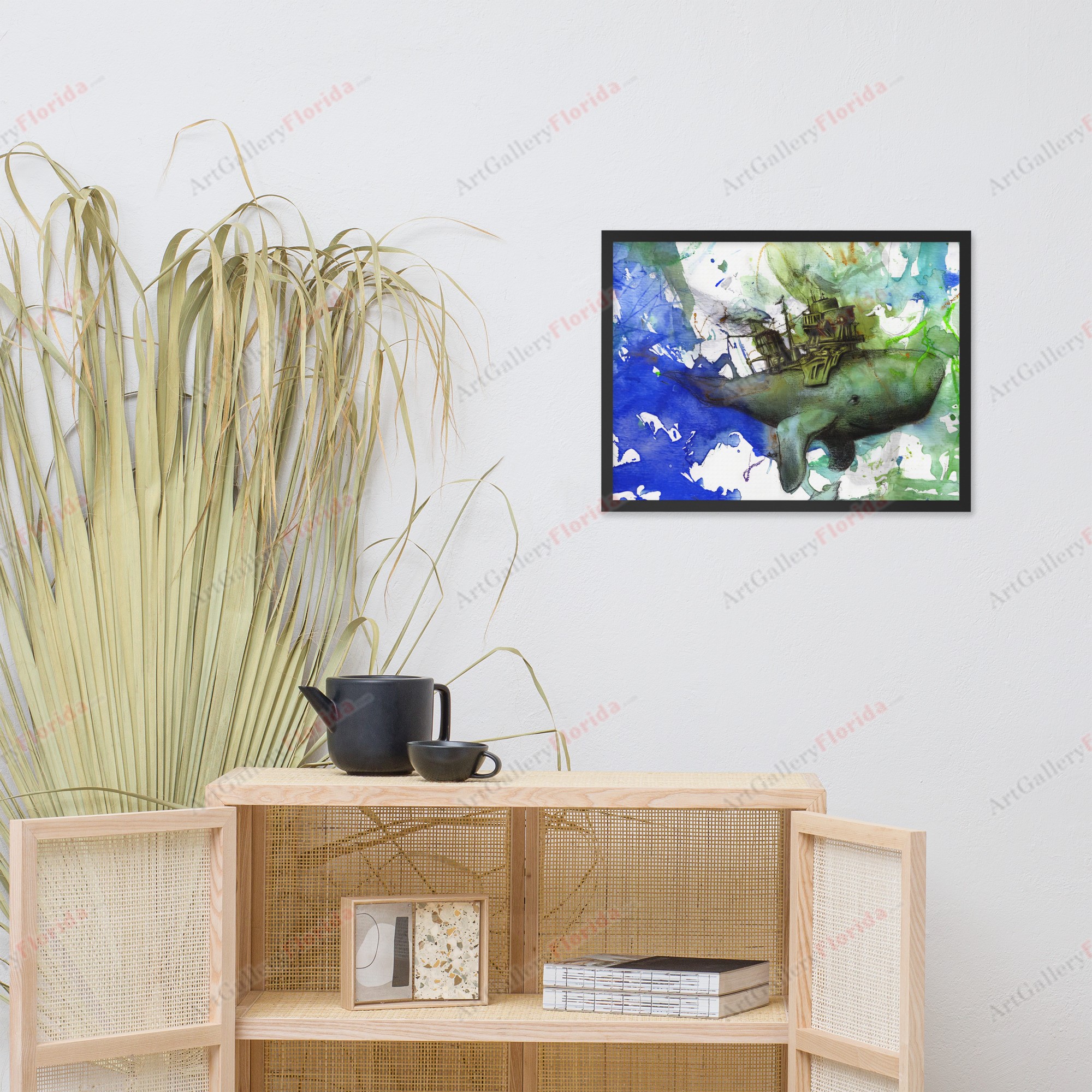 The Whale and the City - Watercolor Style - Framed poster - Image 3