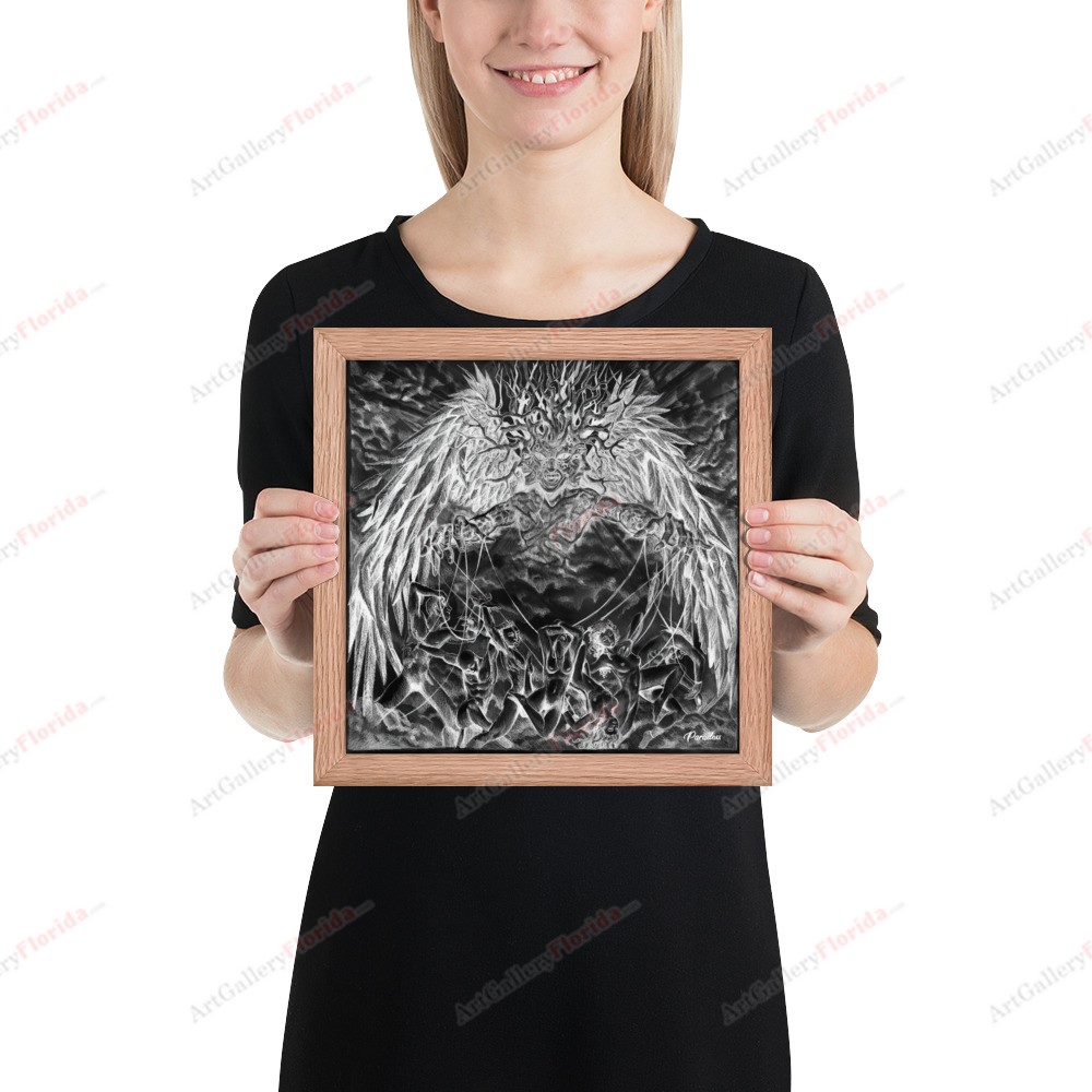 Painful manipulation / charcoal and pencil style - Framed poster - Image 5