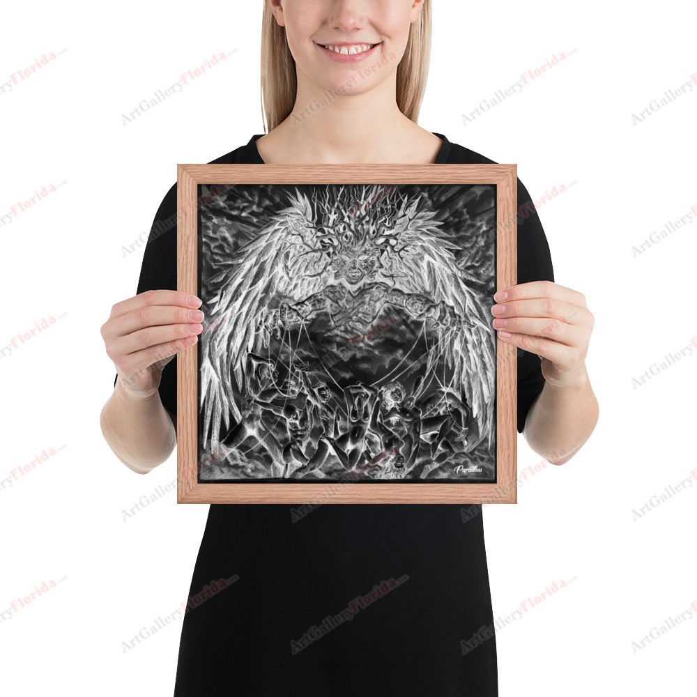 Painful manipulation / charcoal and pencil style - Framed poster - Image 6