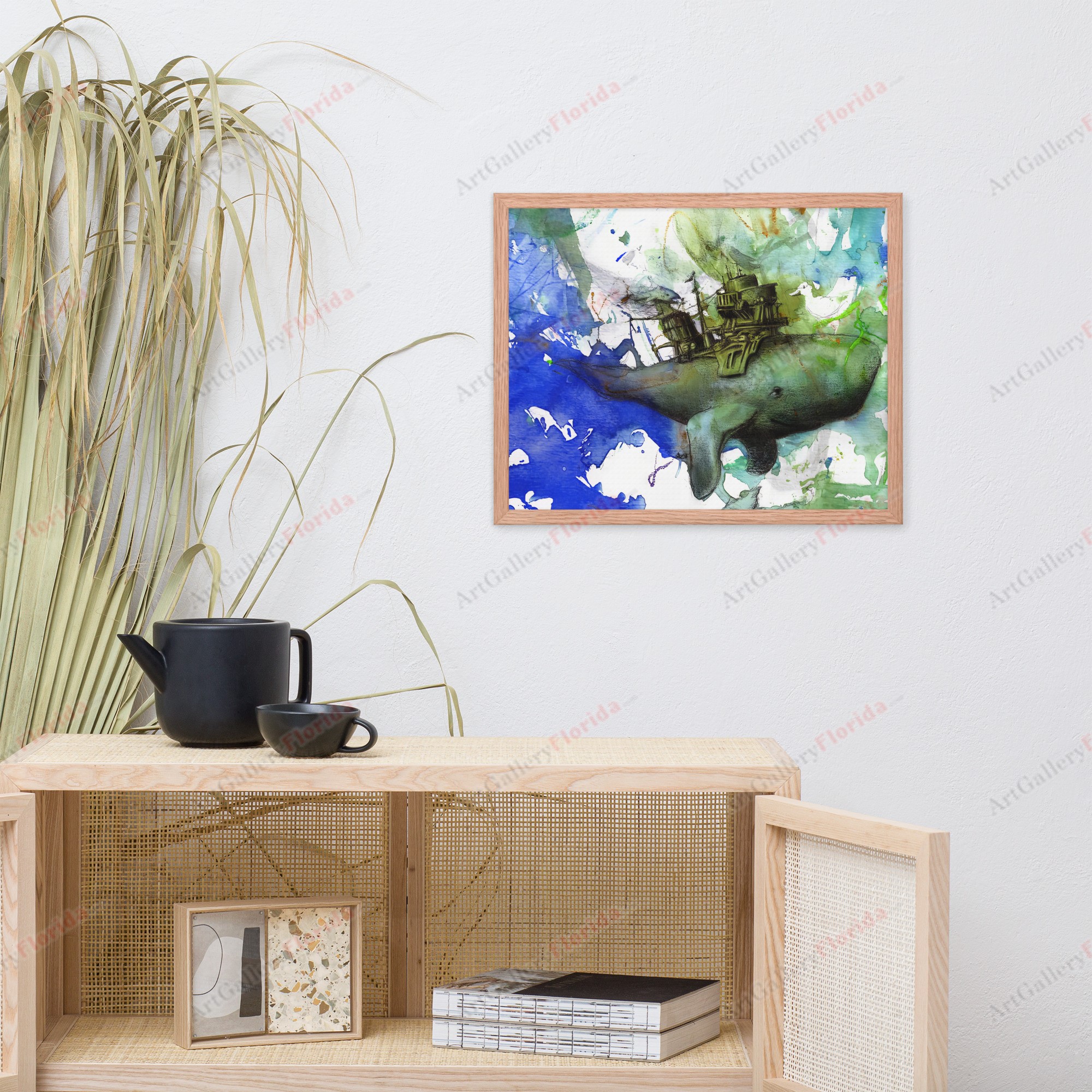 The Whale and the City - Watercolor Style - Framed poster - Image 4