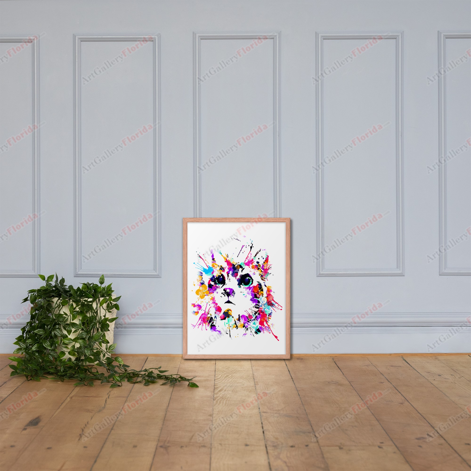 Cat in watercolor style - Framed poster - Image 42