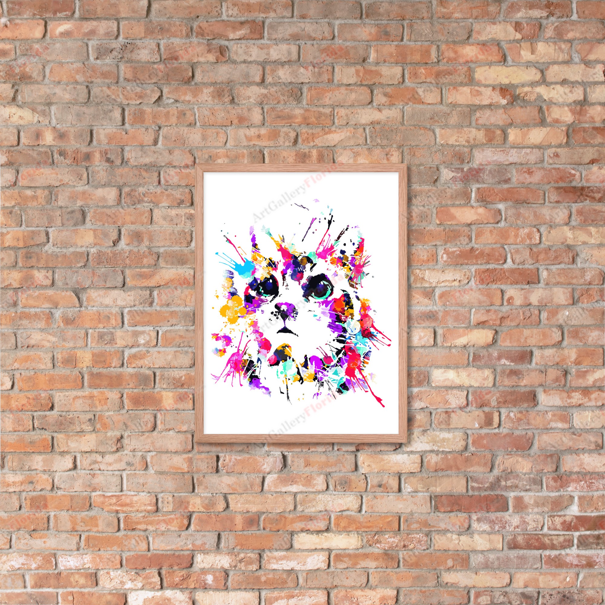 Cat in watercolor style - Framed poster - Image 44