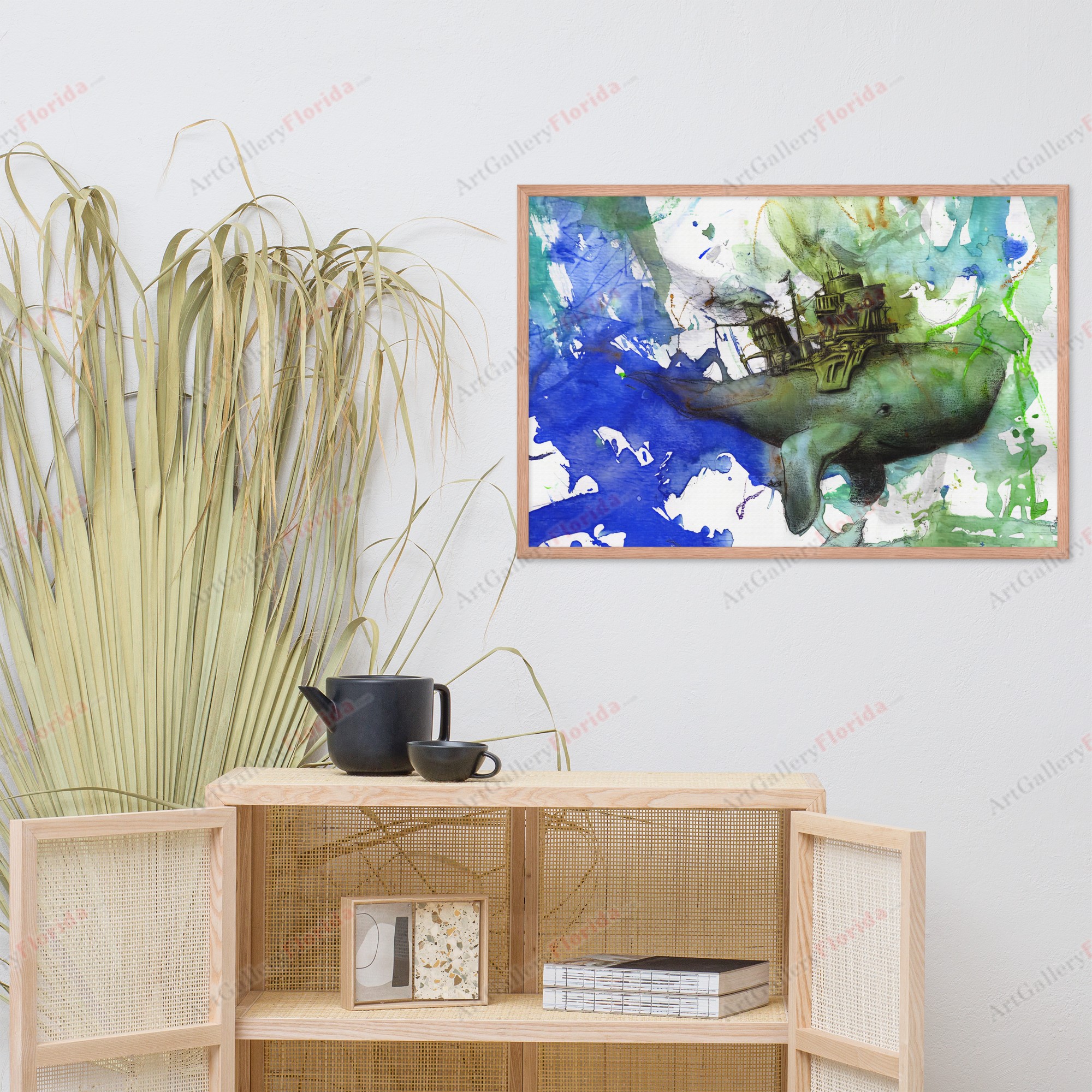 The Whale and the City - Watercolor Style - Framed poster - Image 6