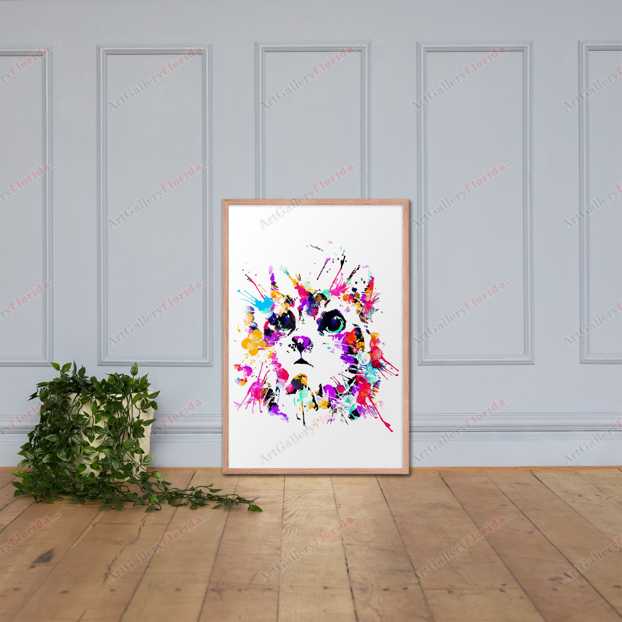 Cat in watercolor style - Framed poster - Image 46