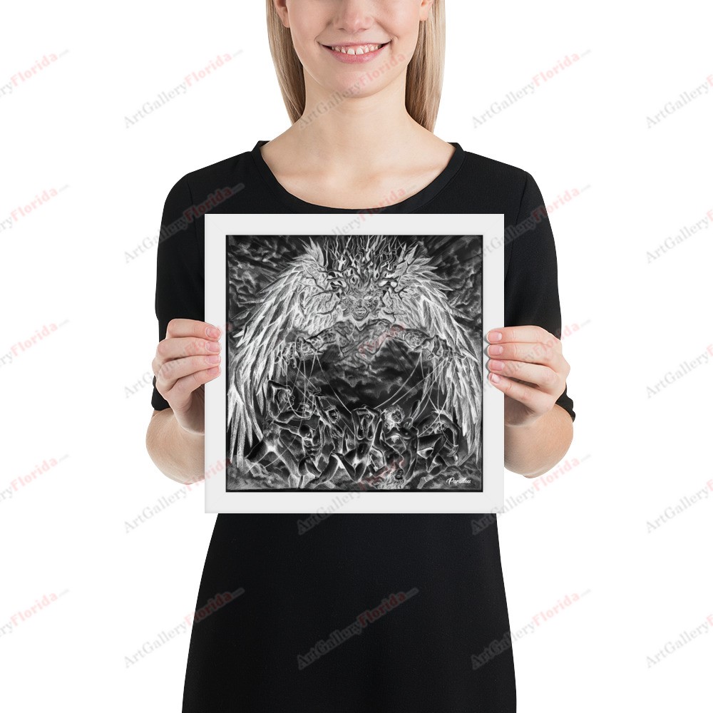 Painful manipulation / charcoal and pencil style - Framed poster - Image 9