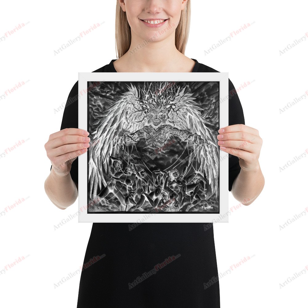Painful manipulation / charcoal and pencil style - Framed poster - Image 10