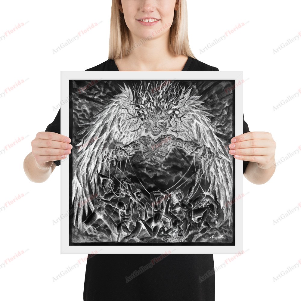Painful manipulation / charcoal and pencil style - Framed poster - Image 11