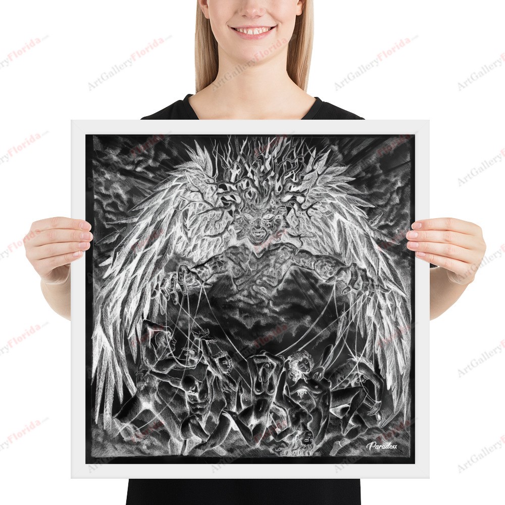 Painful manipulation / charcoal and pencil style - Framed poster - Image 12