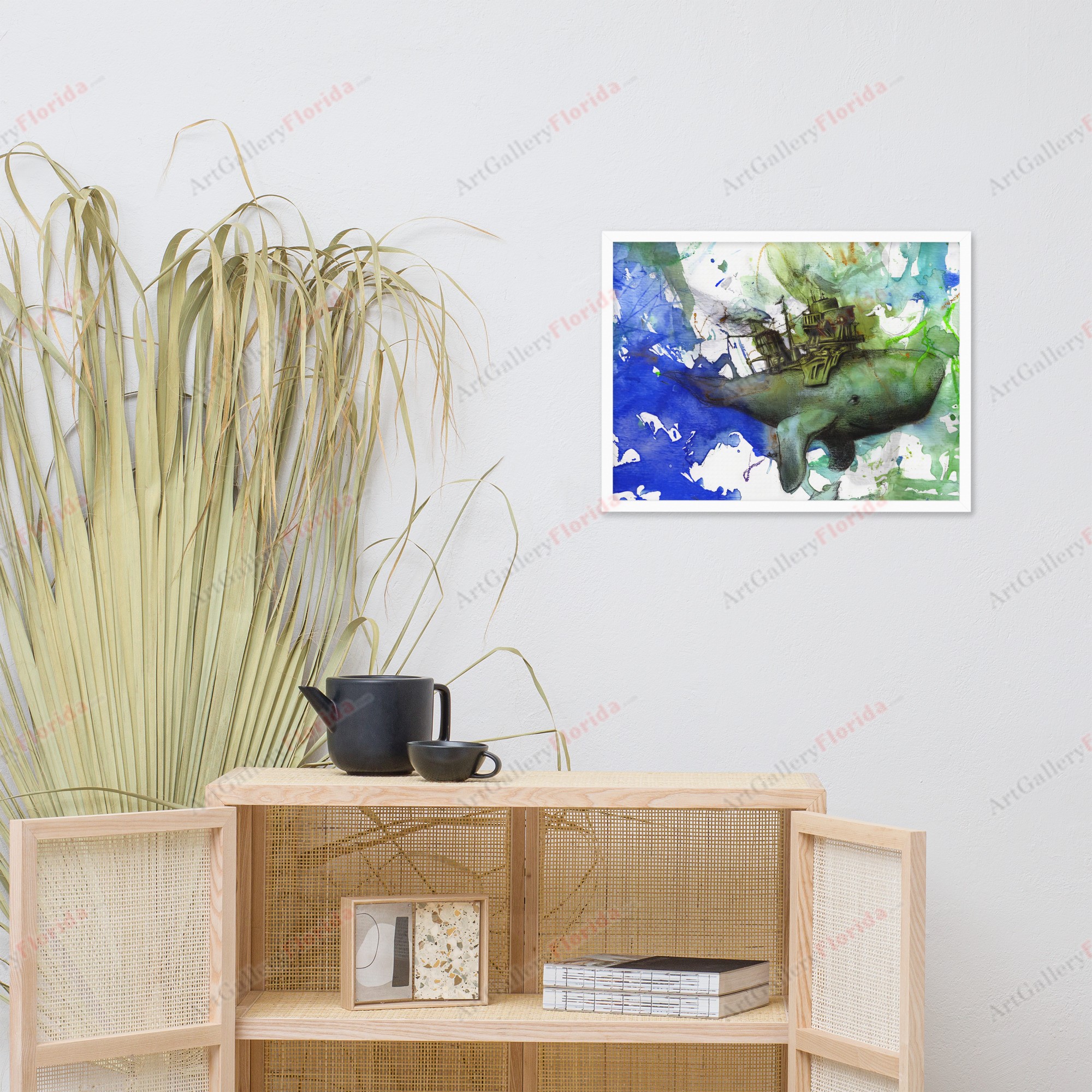 The Whale and the City - Watercolor Style - Framed poster - Image 8