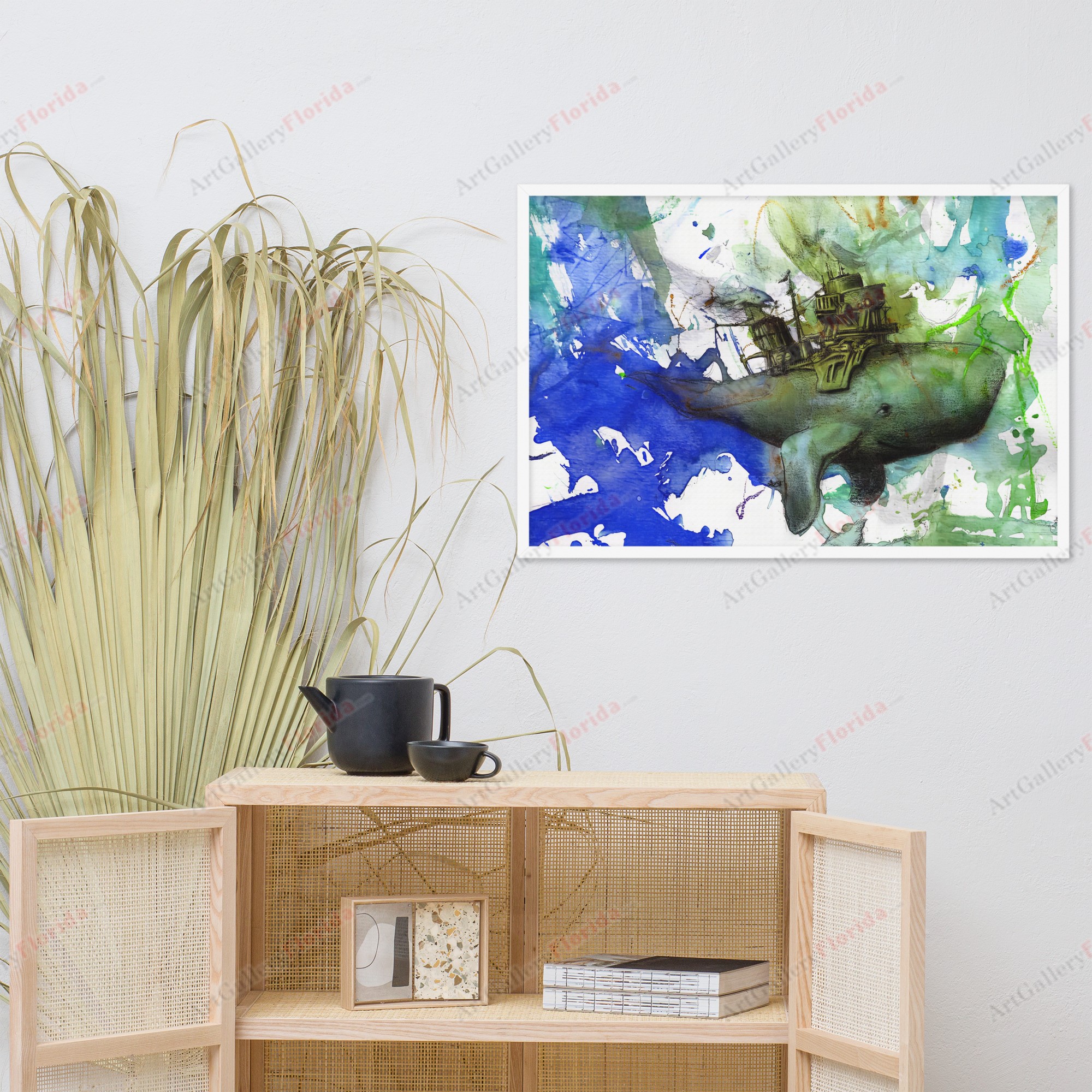 The Whale and the City - Watercolor Style - Framed poster - Image 9