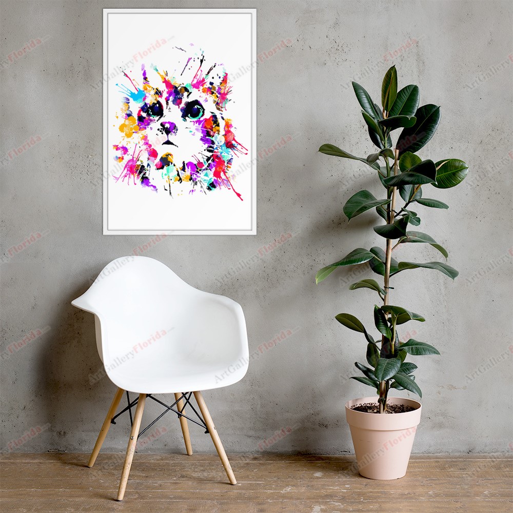 Cat in watercolor style - Framed poster - Image 69