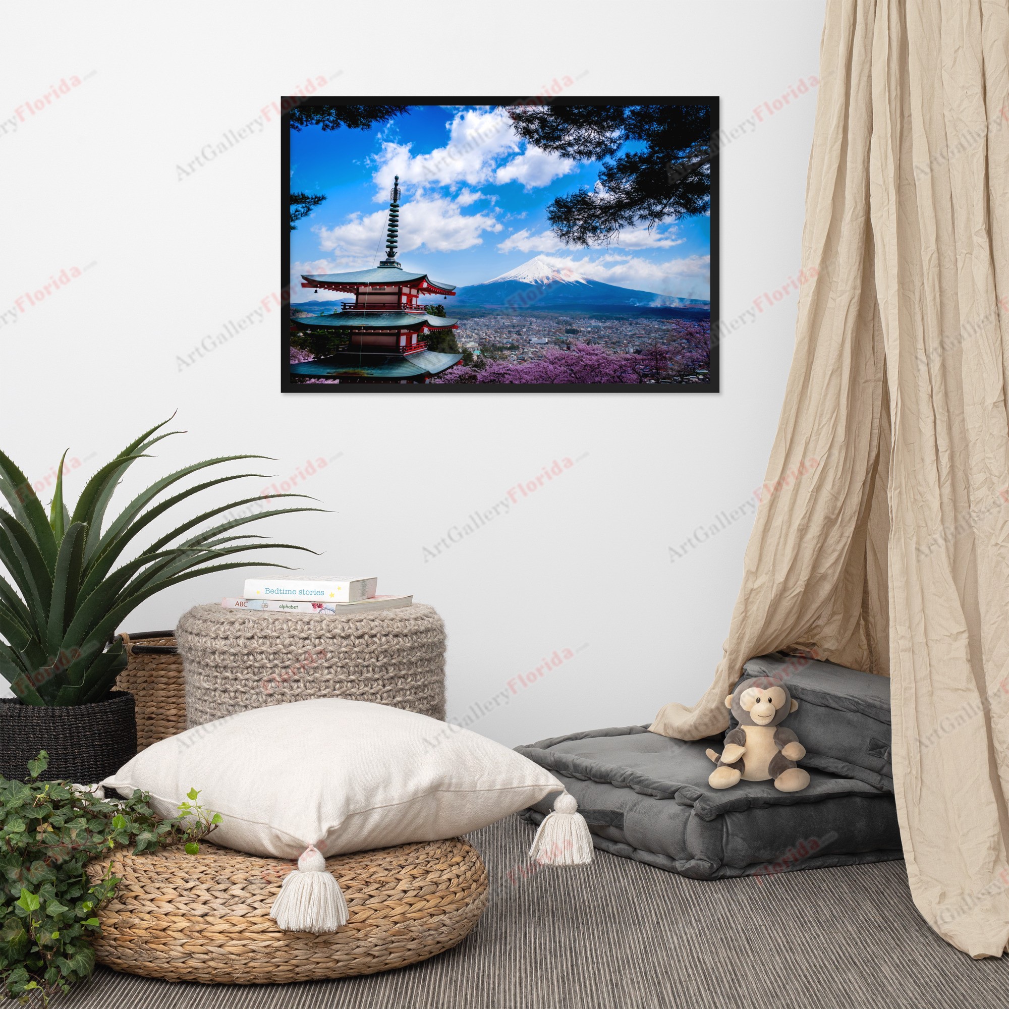 Cherry blossoms in front of Mount Fuji, Tokyo / Photo - Framed photo paper poster