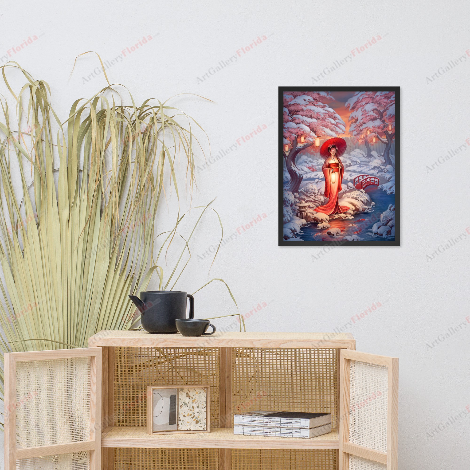 Geisha in Osaka Winter - Framed poster - Image 2