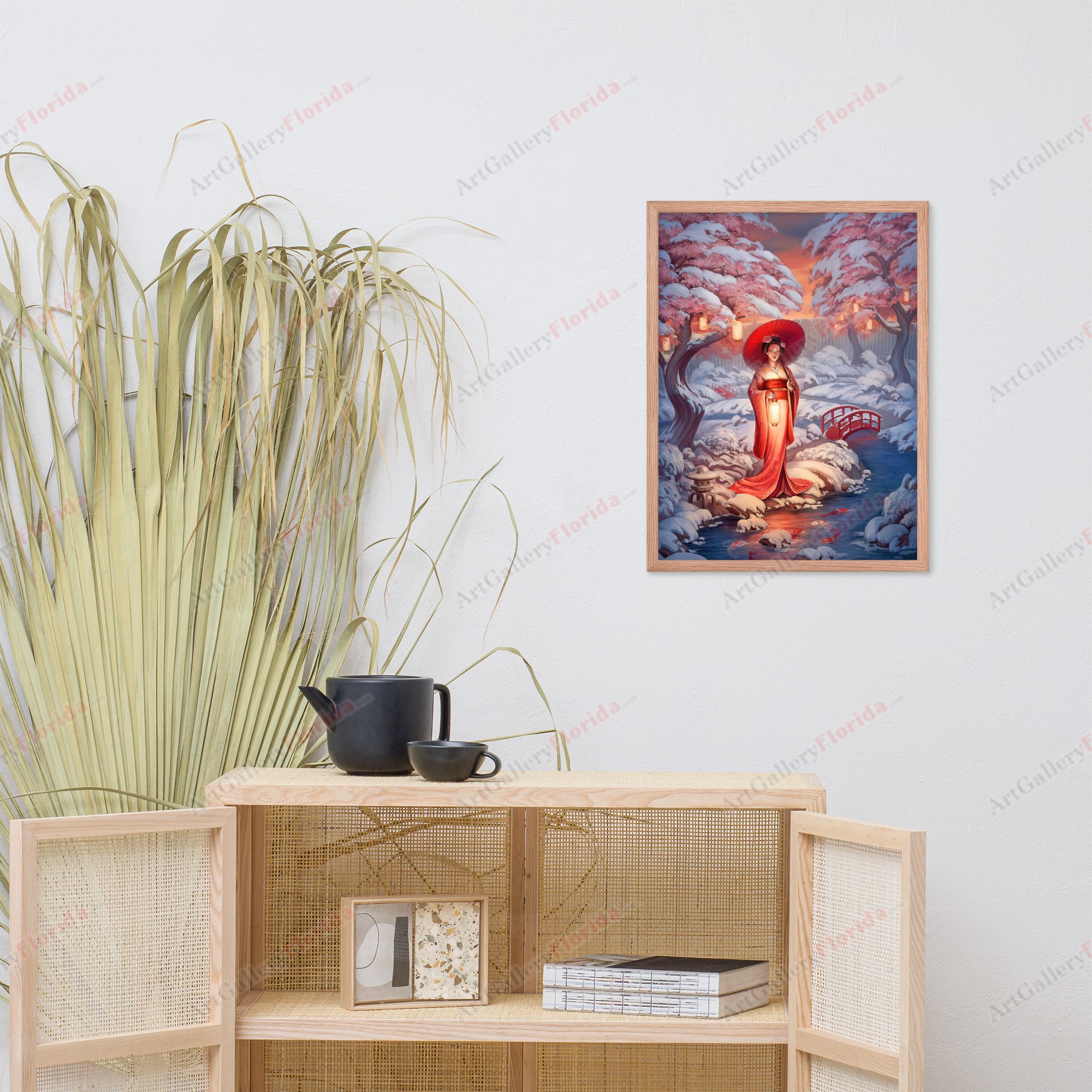 Geisha in Osaka Winter - Framed poster - Image 3