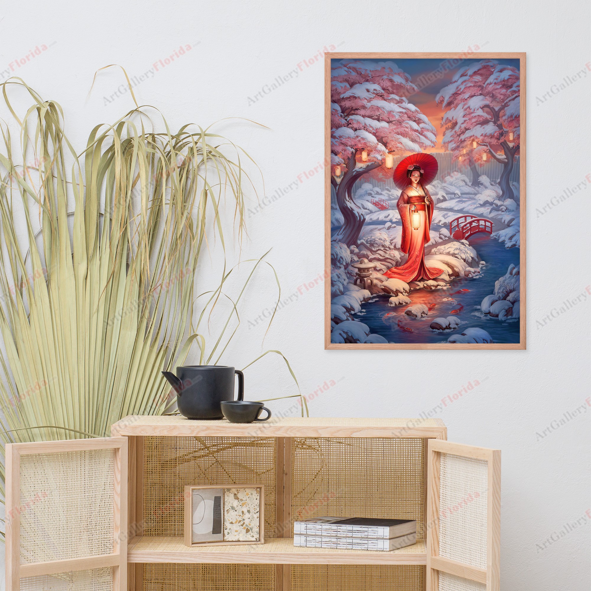 Geisha in Osaka Winter - Framed poster - Image 4