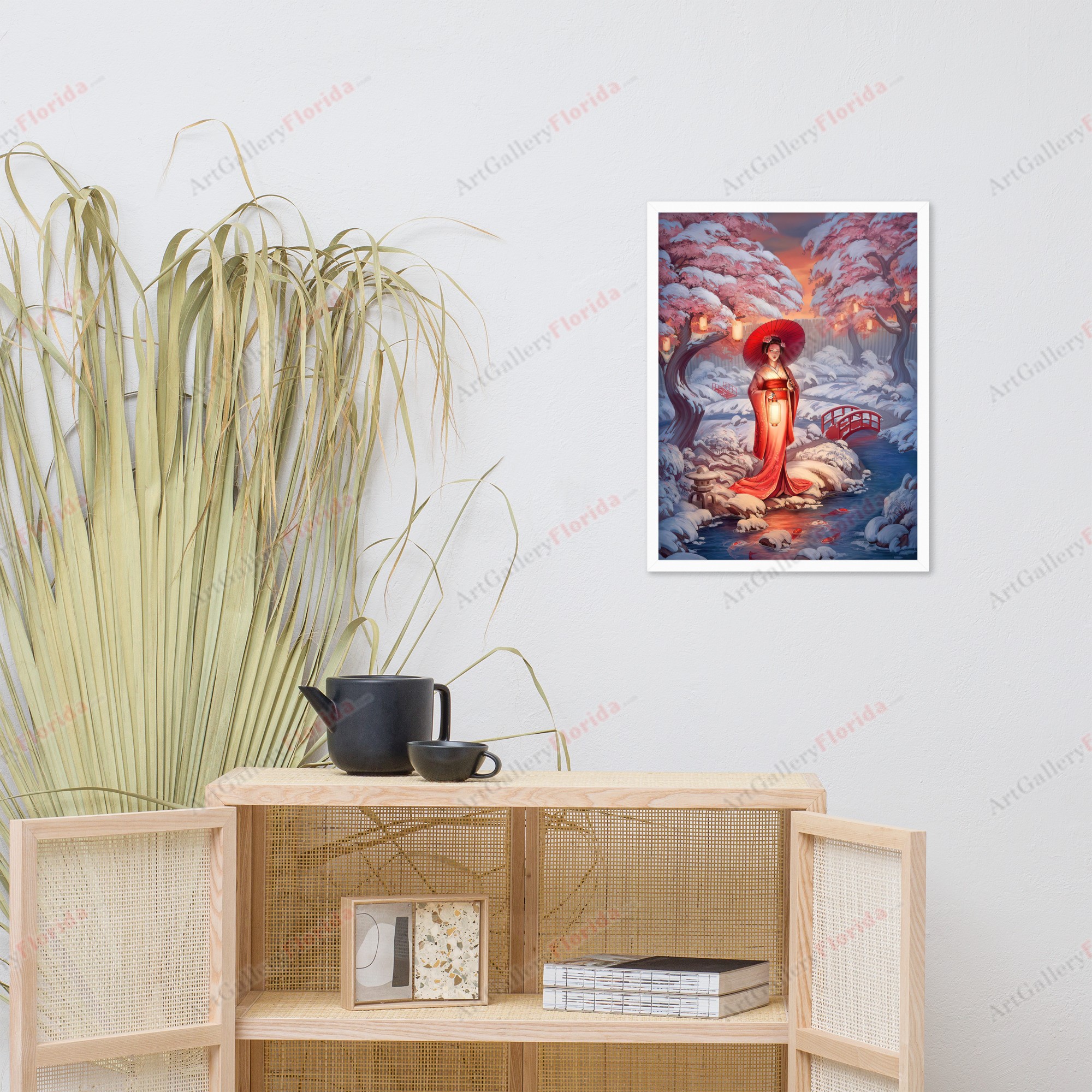 Geisha in Osaka Winter - Framed poster - Image 5