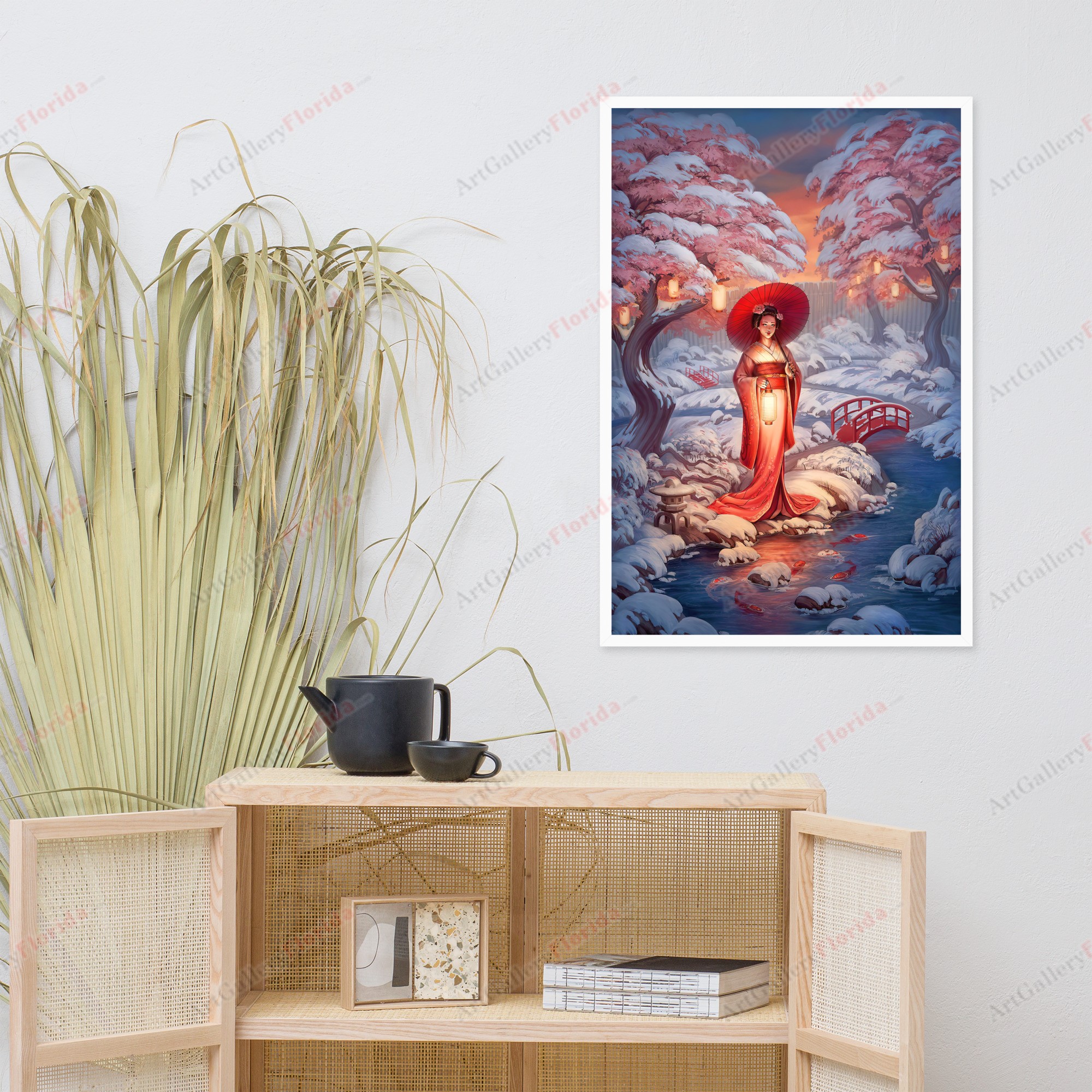 Geisha in Osaka Winter - Framed poster - Image 6