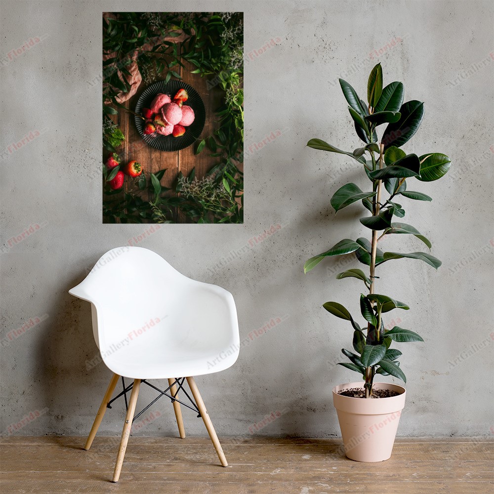Ice Cream and Strawberries - Poster