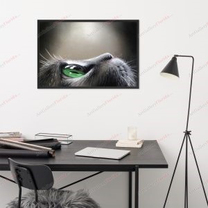 Cat drawn in crayon style - Framed poster