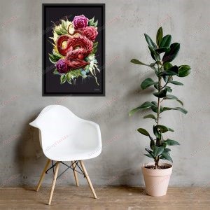 Dragon & Roses - Framed poster