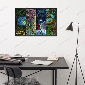 Seasons on the Farm / Marker Style - Framed poster